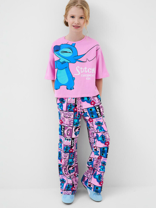 Комплект трикотажный для девочек: фуфайка (футболка), брюки