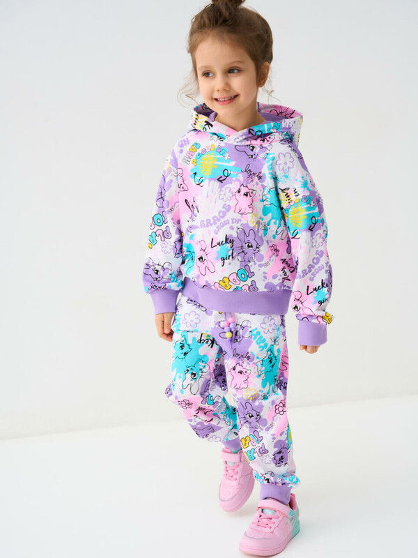 Комплект трикотажный для девочек: толстовка, брюки