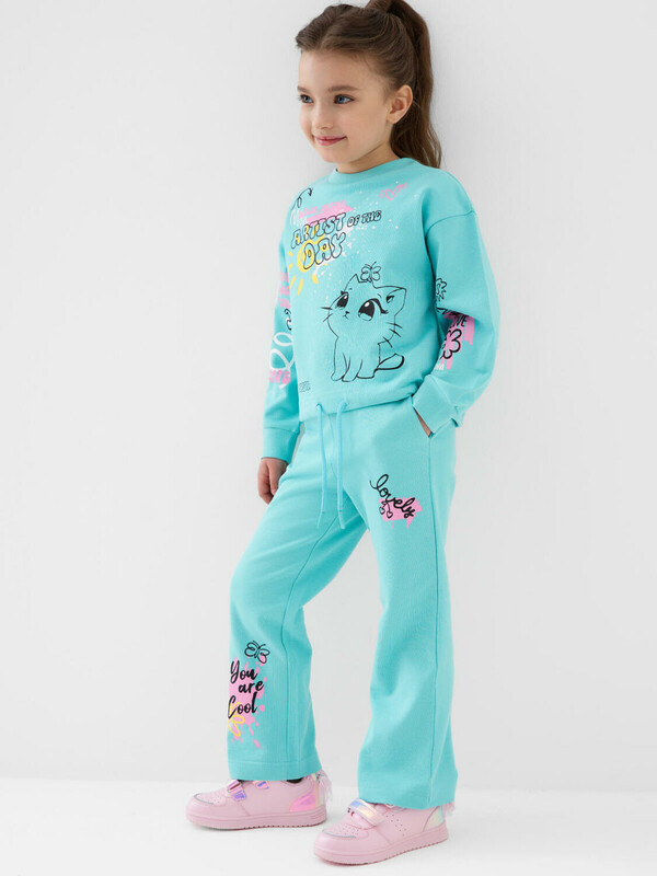 Комплект трикотажный для девочек: толстовка, брюки