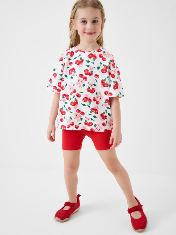 Комплект трикотажный для девочек: брюки (легинсы укороченные), фуфайка (футболка)