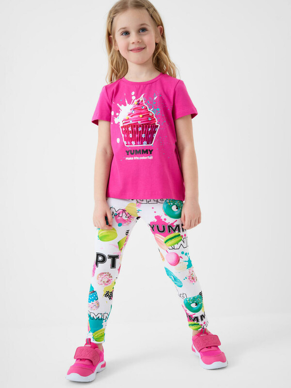 Комплект трикотажный для девочек: фуфайка (футболка), брюки (легинсы)