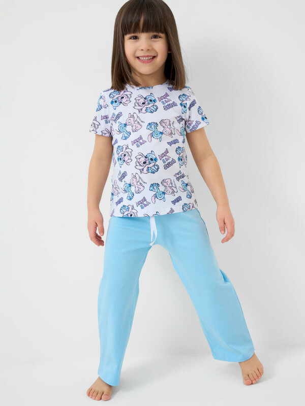 Комплект трикотажный для девочек: фуфайка (футболка), брюки