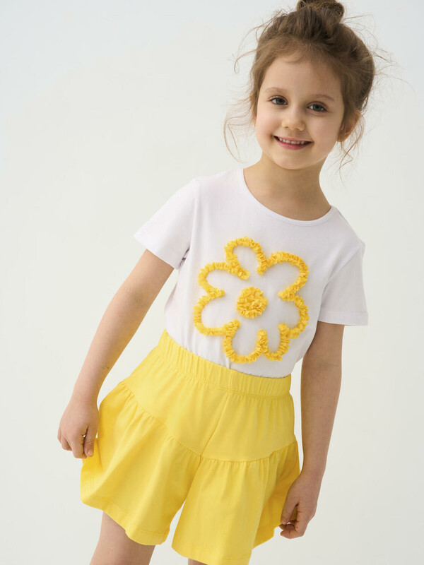 Комплект трикотажный для девочек: фуфайка (футболка), шорты