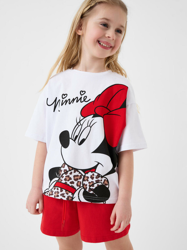 Комплект трикотажный для девочек: фуфайка (футболка), шорты