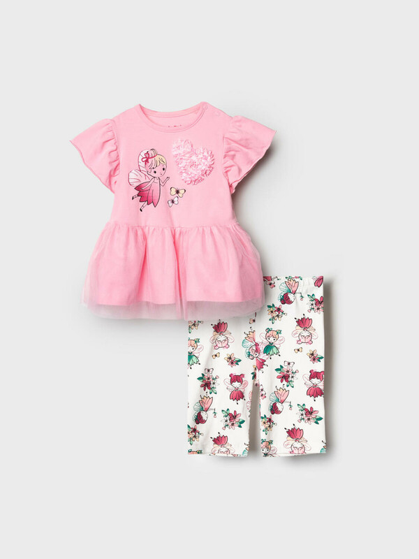 Комплект детский трикотажный для девочек: джемпер (футболка), брюки (легинсы укороченные)