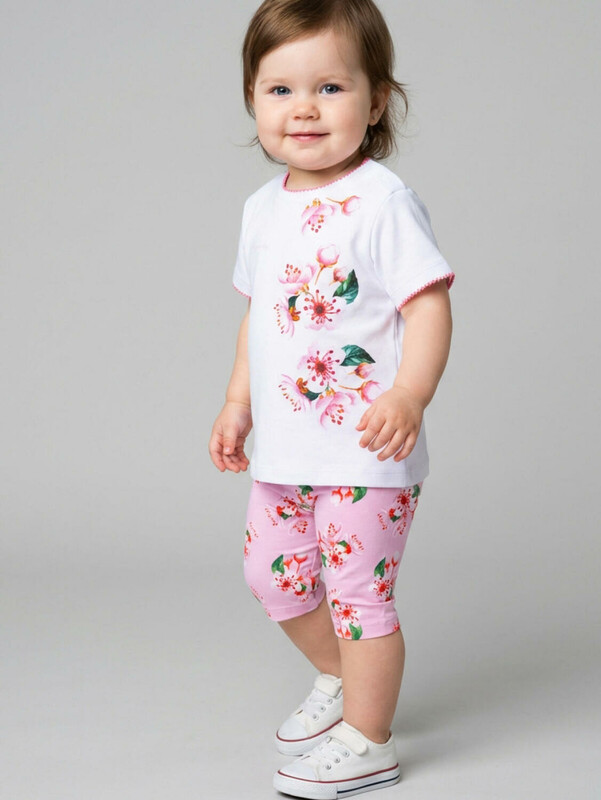 Комплект детский трикотажный для девочек: джемпер (футболка), брюки (легинсы укороченные)