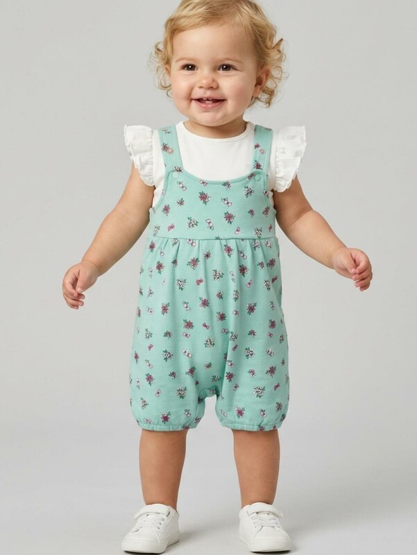 Комплект детский трикотажный для девочек: джемпер (футболка), полукомбинезон