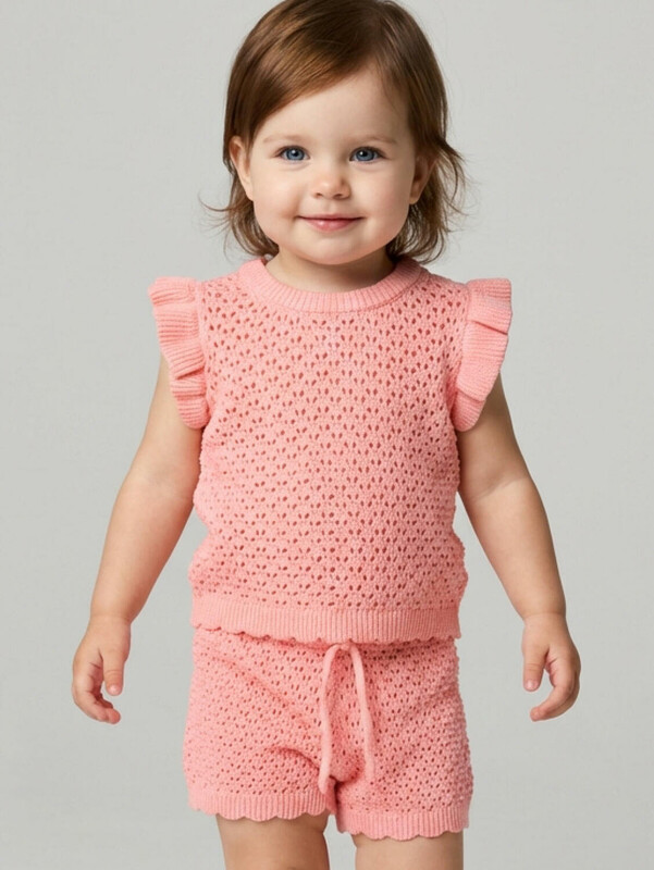 Комплект детский трикотажный для девочек: джемпер (футболка), шорты