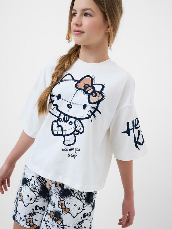 Комплект трикотажный для девочек: фуфайка (футболка), шорты