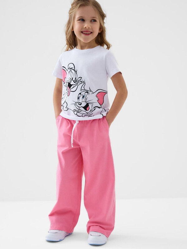 Комплект трикотажный для девочек: фуфайка (футболка), брюки