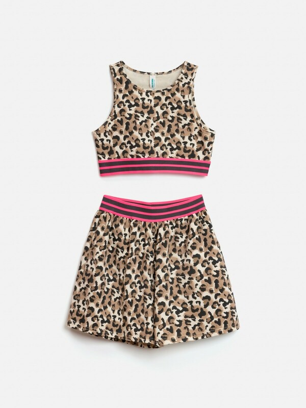 Комплект детский для девочек ((1)блузка-топ и (2) шорты) Leo_set