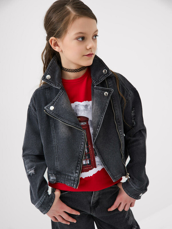 Куртка текстильная джинсовая для девочек