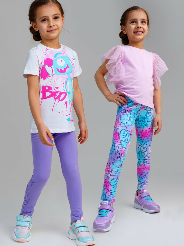 Брюки трикотажные для девочек (легинсы), 2 пары в комплекте