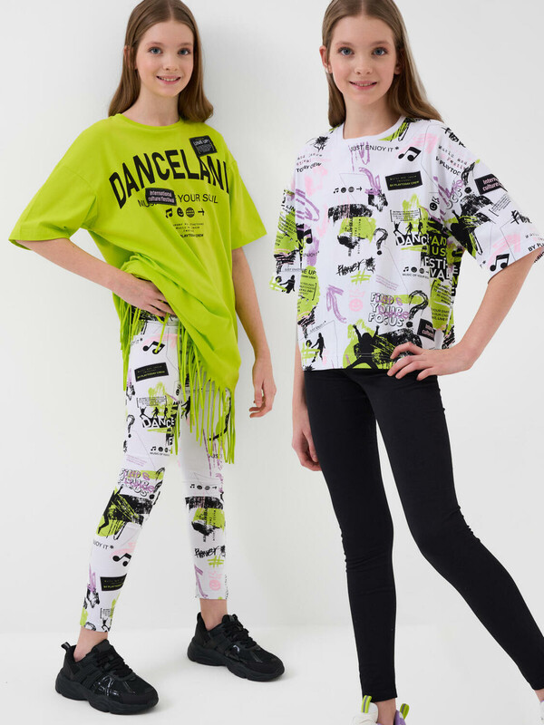 Брюки трикотажные для девочек (легинсы), 2 пары в комплекте