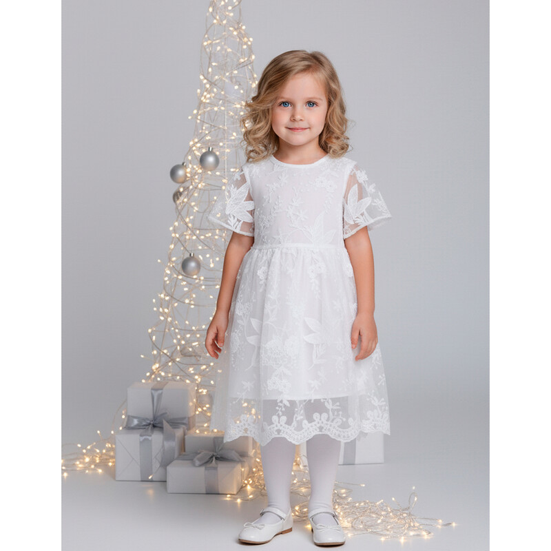 Детское Платье(CC2327_QY23042-1) (Белый) (110 см)