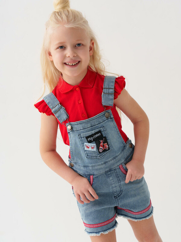 Полукомбинезон текстильный джинсовый для девочек