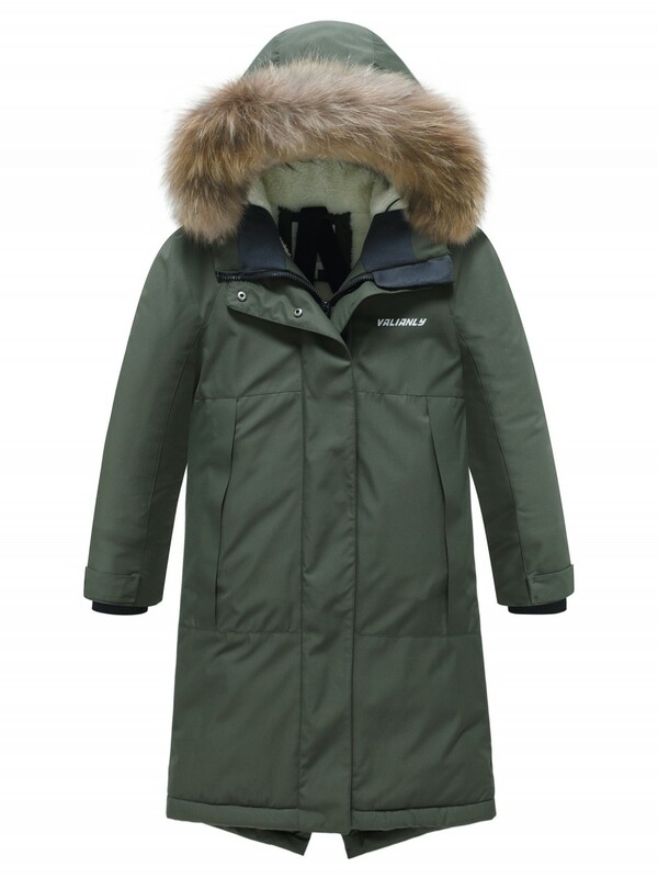 Парка зимняя подростковая для девочки с капюшоном и мехом темно-зеленого цвета 9536TZ