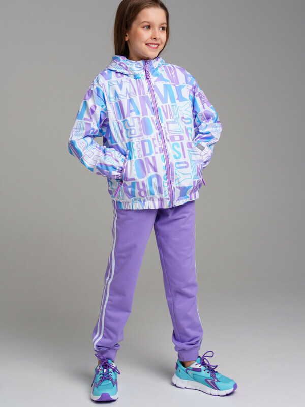 Куртка текстильная с полиуретановым покрытием для девочек (ветровка)