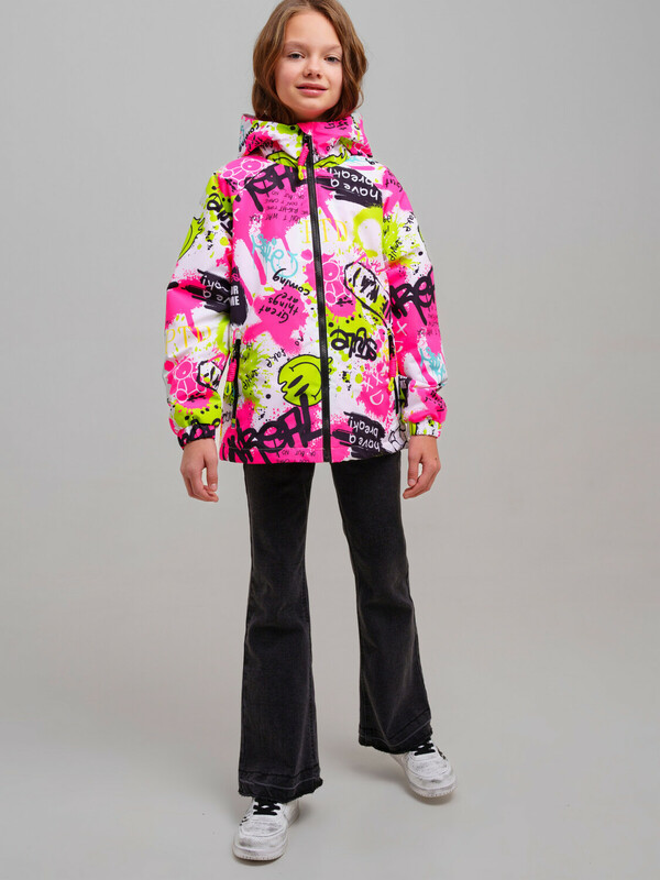 Куртка текстильная с полиуретановым покрытием для девочек (ветровка)