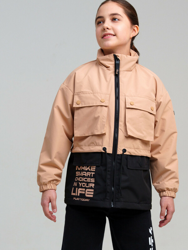 Куртка текстильная с полиуретановым покрытием для девочек (ветровка)