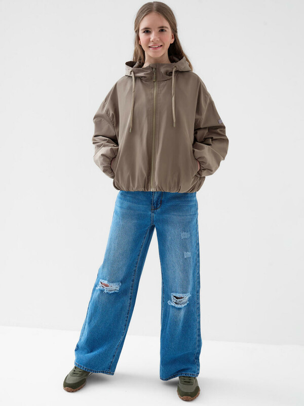 Куртка текстильная с полиуретановым покрытием для девочек (ветровка)