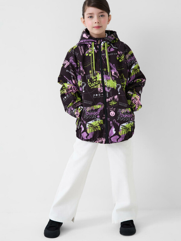 Куртка текстильная с полиуретановым покрытием для девочек (ветровка)