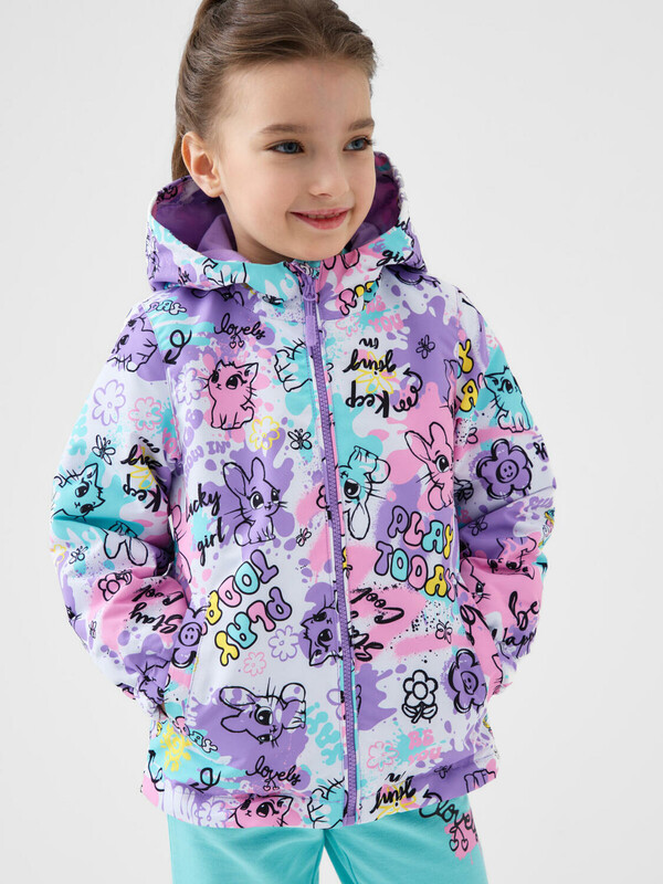 Куртка текстильная с полиуретановым покрытием для девочек (ветровка)