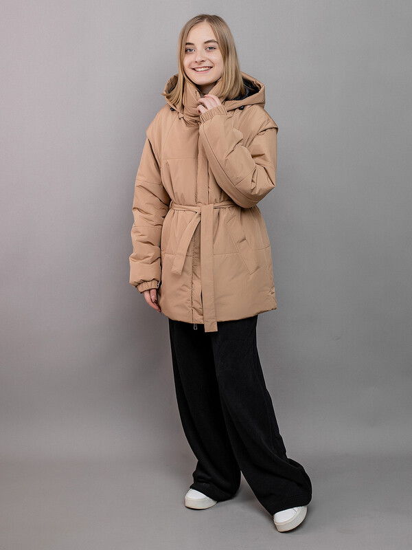 634-24в-2 Куртка для девочки "Алита" ореховый
