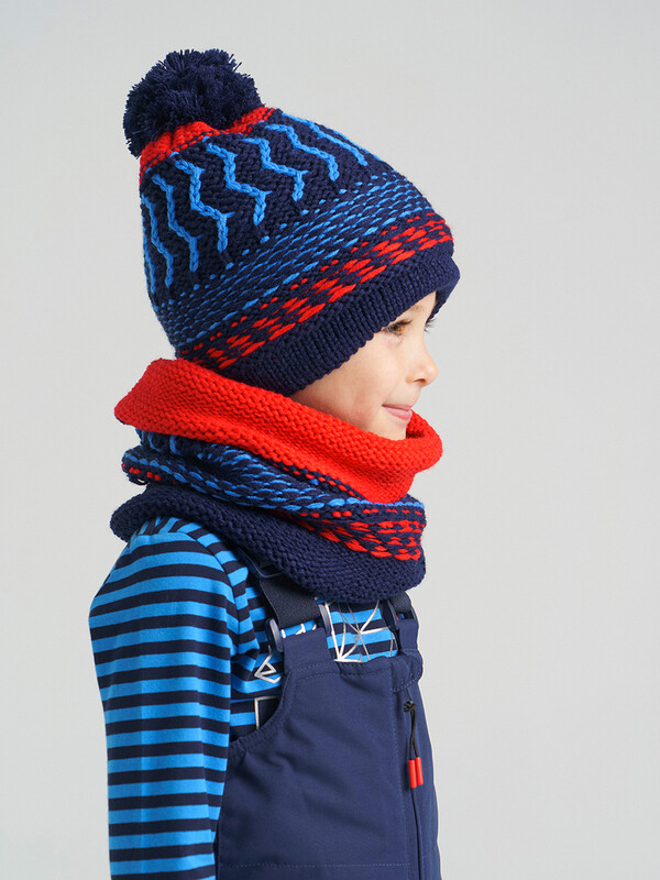 Комплект трикотажный для мальчиков: шапка, снуд