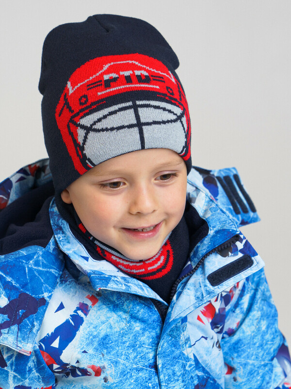 Комплект трикотажный для мальчиков: шапка, снуд