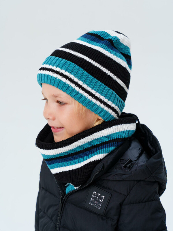 Комплект трикотажный для мальчиков: шапка, снуд