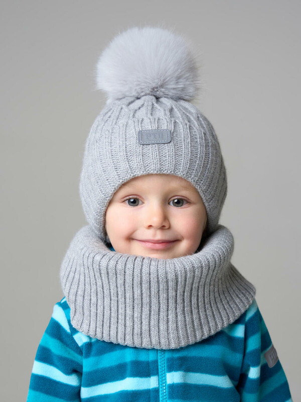 Комплект детский трикотажный для мальчиков: шапка, снуд