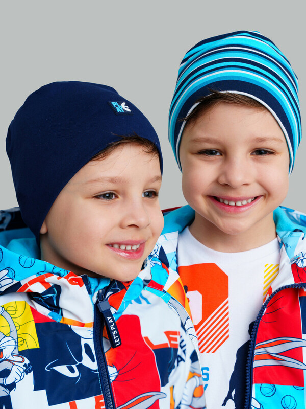 Шапка трикотажная для мальчиков, 2 шт в комплекте