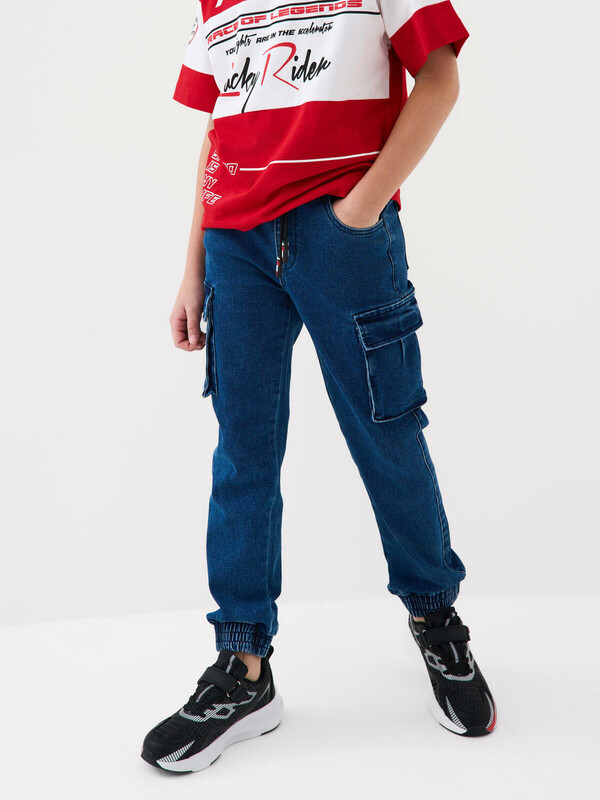 Брюки текстильные джинсовые для мальчиков