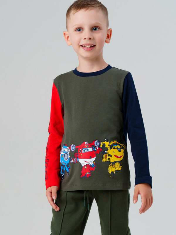 Фуфайка трикотажная для мальчиков (футболка с длинными рукавами)