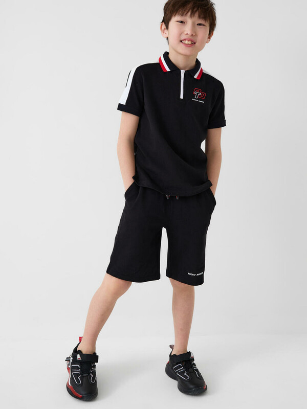 Комплект трикотажный для мальчиков: джемпер с воротником поло, шорты