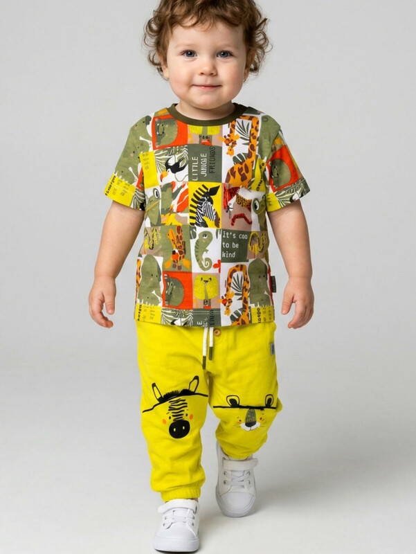 Комплект детский трикотажный для мальчиков: джемпер (футболка), брюки