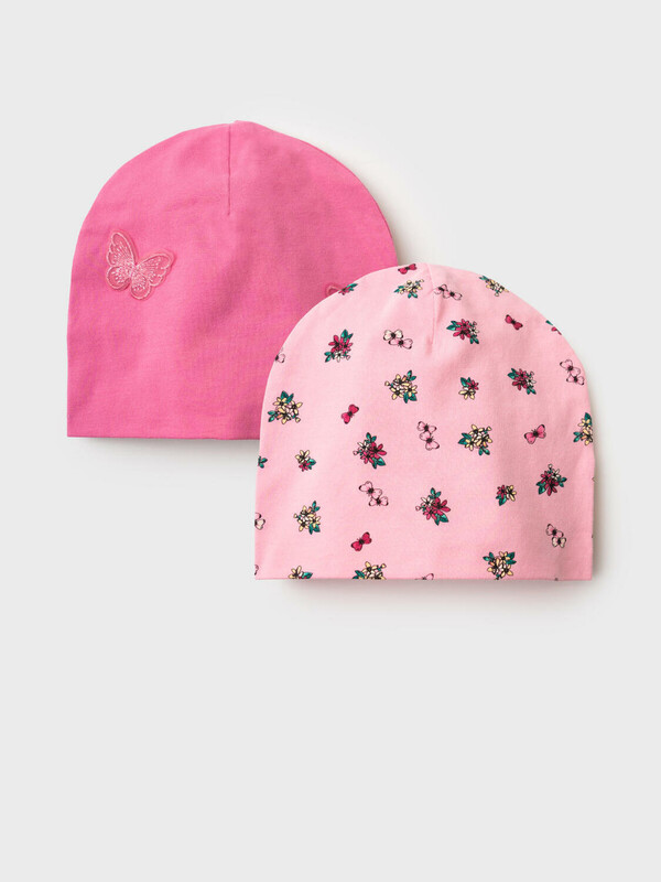Шапка детская трикотажная для девочек, 2 шт в комплекте