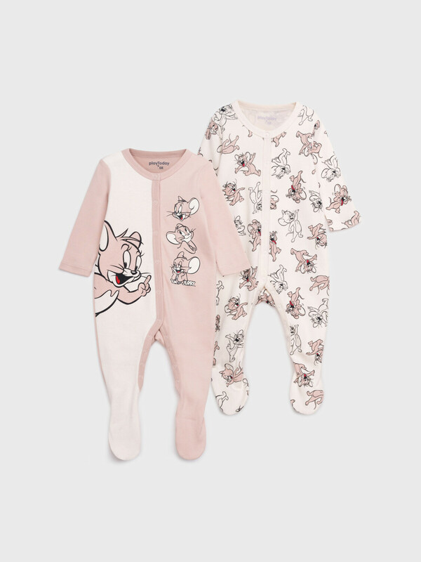 Комбинезон детский трикотажный для девочек, 2 шт в комплекте