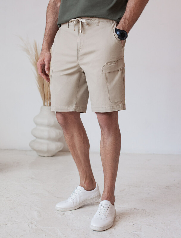Шорты-карго из эластичного хлопкового твилла