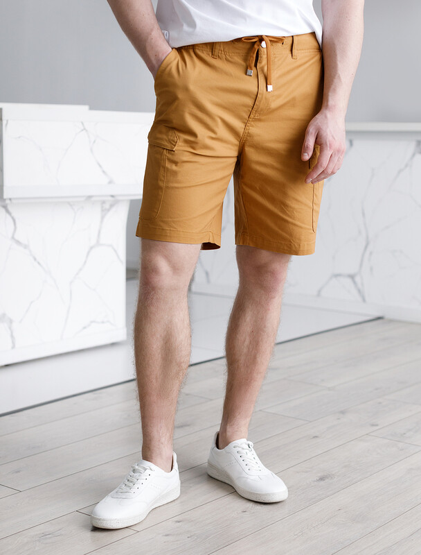 Шорты-карго из эластичного хлопкового твилла