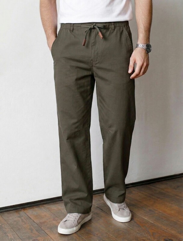 Брюки с поясом на резинке из эластичного твилла