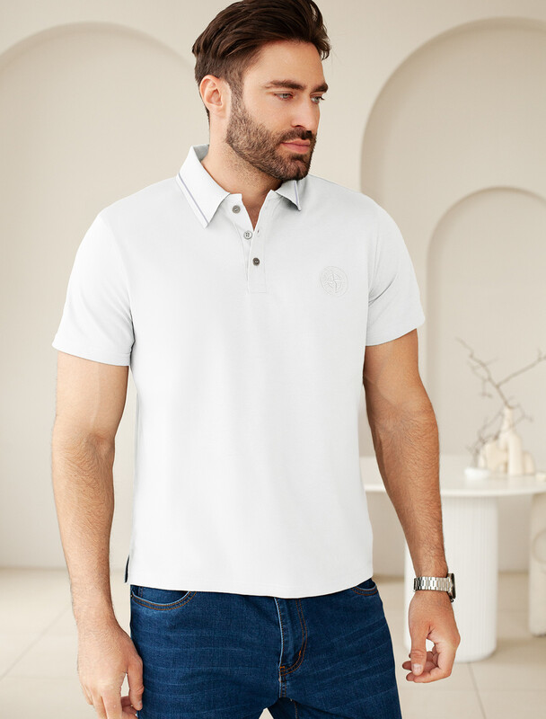 Футболка-поло из фактурного трикотажа