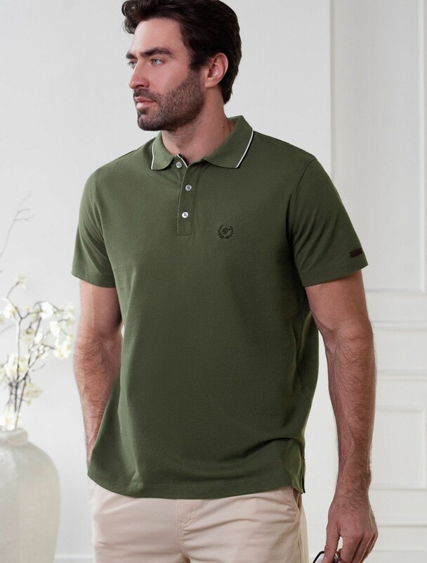 Футболка поло с плетеным воротником на пуговицах из эластичного хлопка