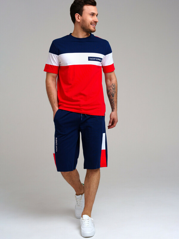 Комплект трикотажный для мужчин: фуфайка (футболка), шорты