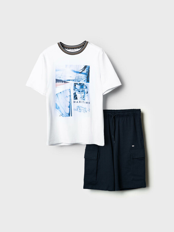 Комплект трикотажный для мужчин: фуфайка (футболка), шорты