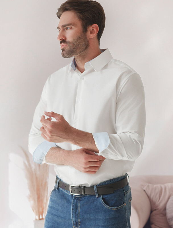 Классическая офисная рубашка из премиального хлопка с эластаном