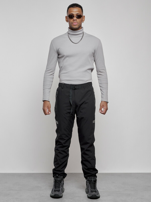 Брюки утепленный мужской зимние спортивные черного цвета 21133Ch