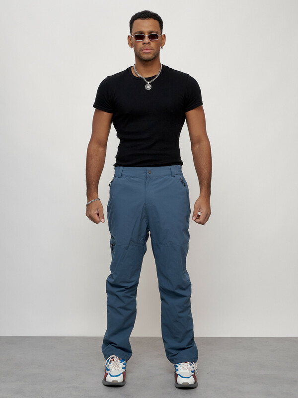 Брюки утепленный мужской зимние спортивные синего цвета 21137S