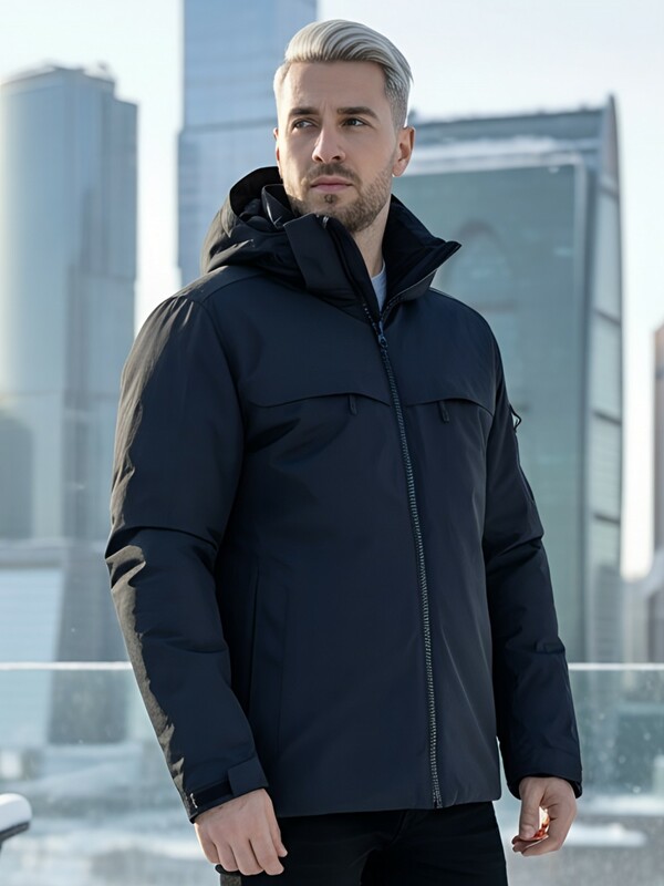 Горнолыжная куртка мужская зимняя темно-синего цвета 2412TS